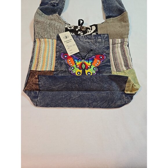 Kathmandu Imports Nepal large shoulder bag hippie boho festival butterfly New - Picture 10 of 14